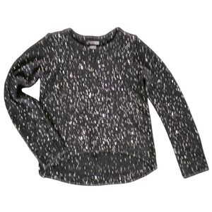 Jordache Women High Low Sweater L 10-12 Black Silver Sequin Whimsigoth Sparkle